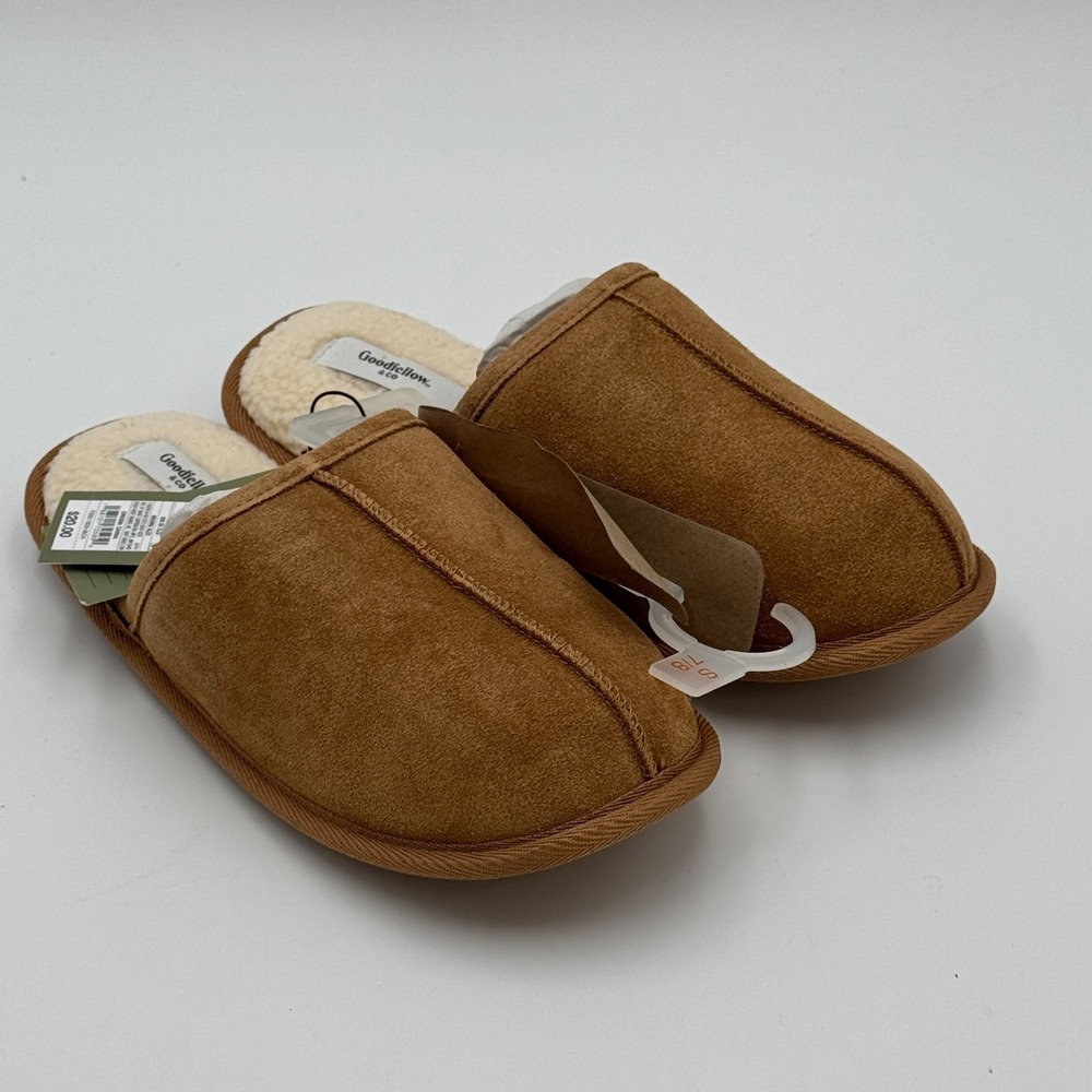 Goodfellow Alex Suede Scuff Slippers Chestnut Men's Small 7/8 NEW‎